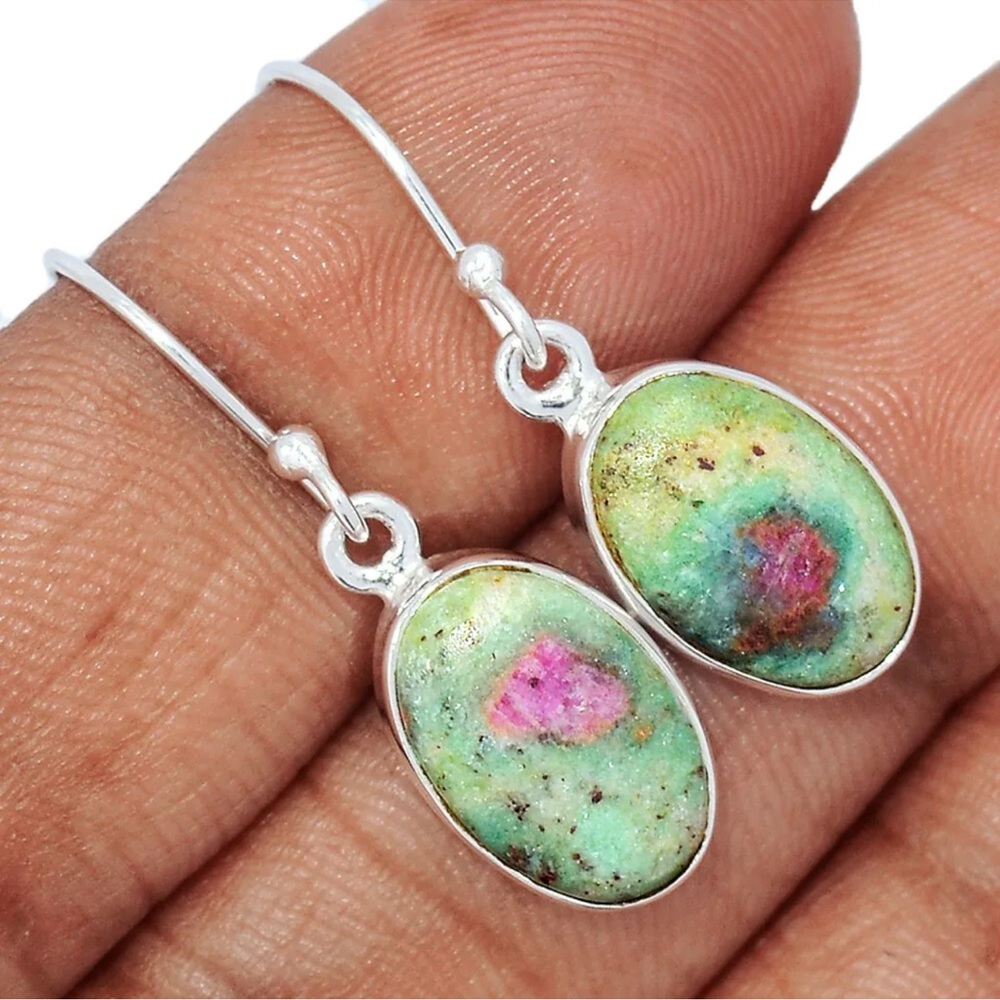 Natural Ruby In Fuchsite Sterling Silver Earrings - image 8